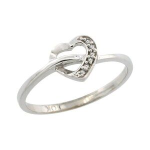 10k White Gold Heart Cut Out Diamond Engagement Ring w/ 0.022 Carat
